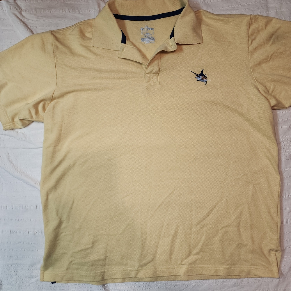 Guy Harvey Light Yellow Polo Shirt with Marlin Embroidery